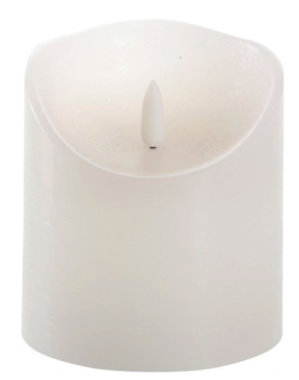 CASAYA LED Kerze, 3D Rustic FLAME, Ø 9 cm, weiß, Timer, 10609